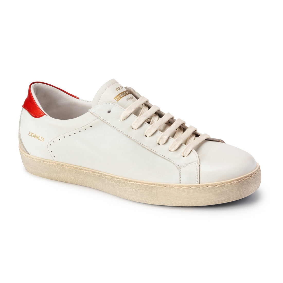 Scarpa Sneakers Pelle Uomo Bianco/Rosso