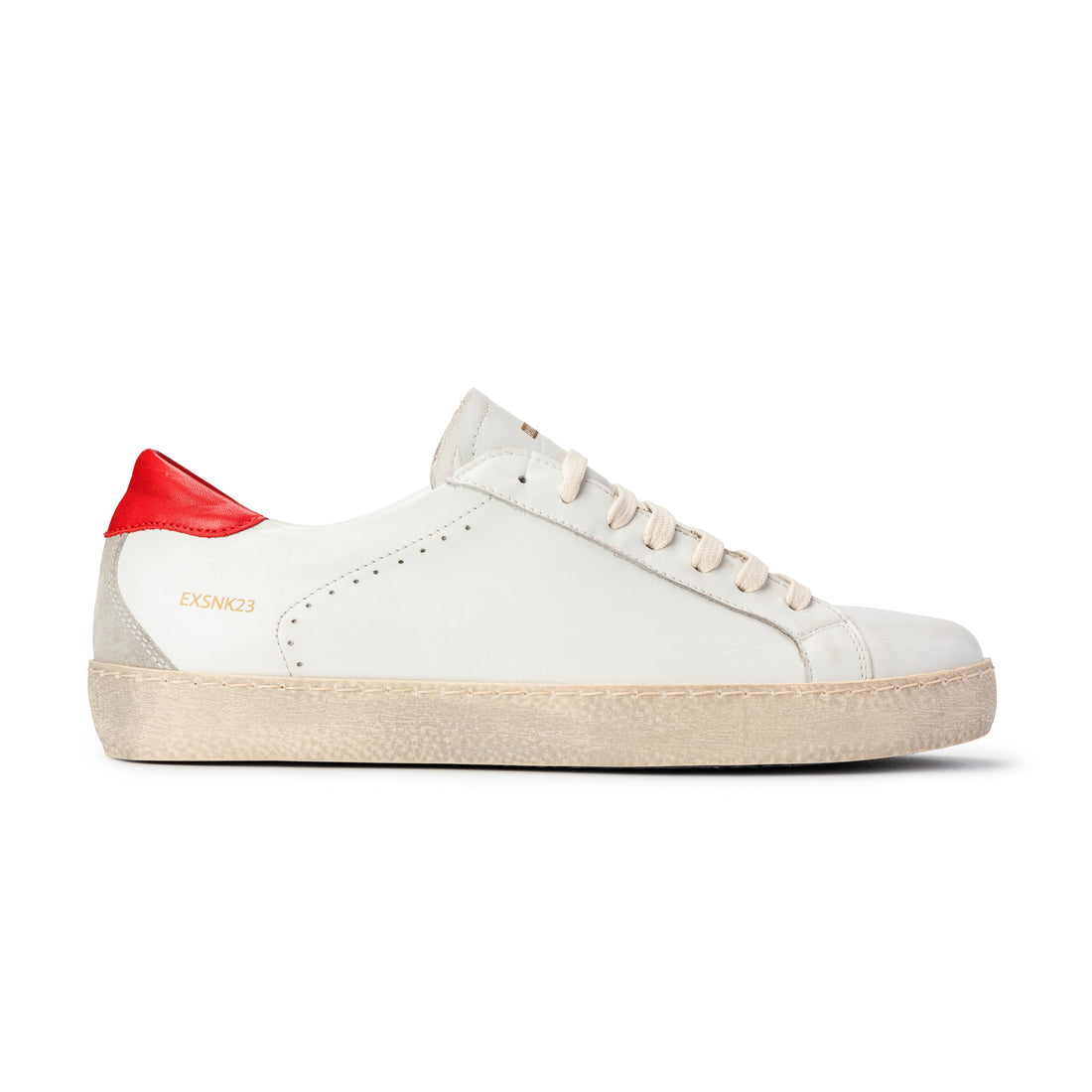 Scarpa Sneakers Pelle Uomo Bianco/Rosso