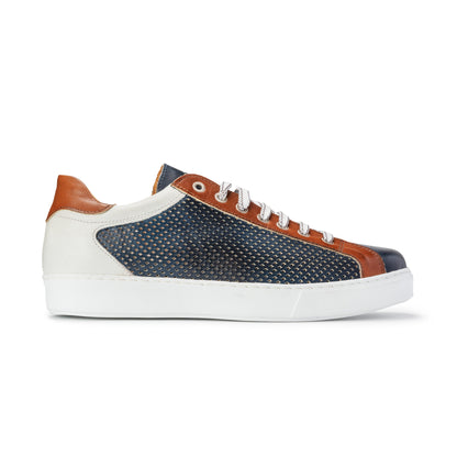 Scarpa Sneakers Uomo Blu/Cuoio/Bianco