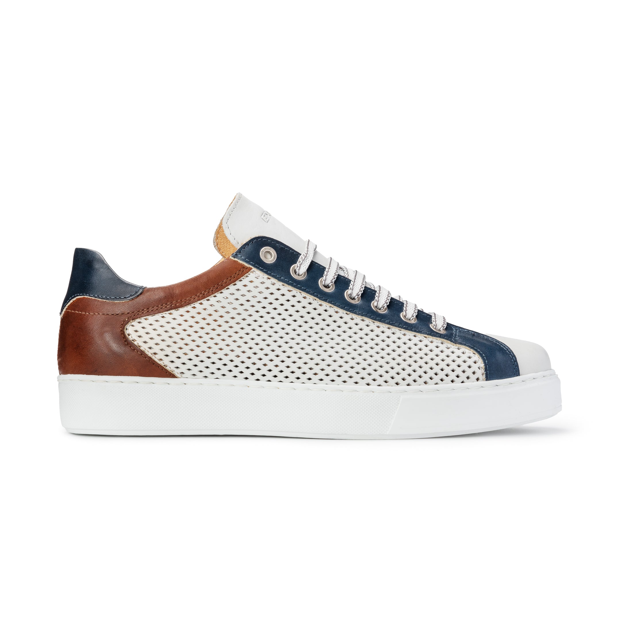 Scarpa Sneakers Uomo Bianco/Blu/Cuoio