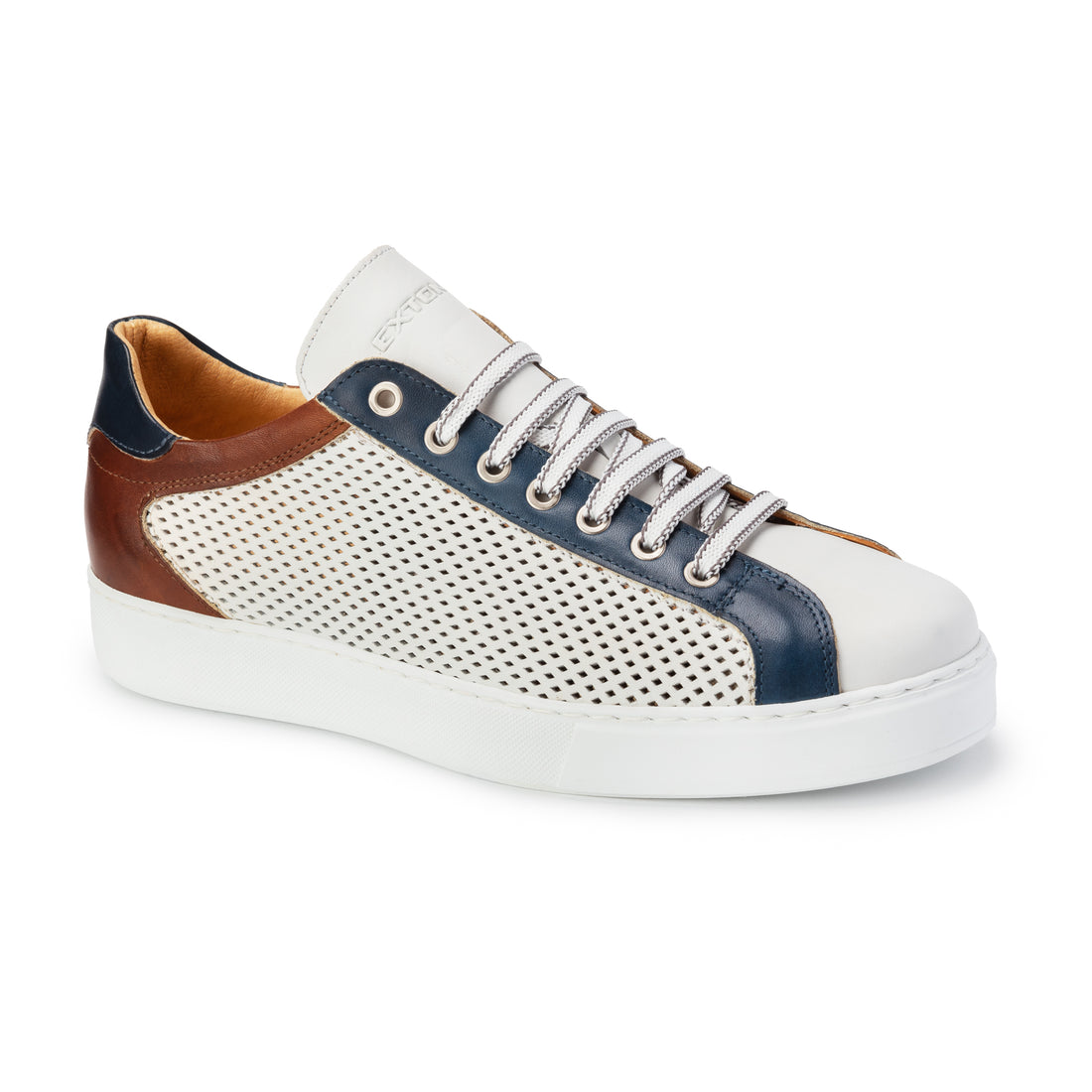 Scarpa Sneakers Uomo Bianco/Blu/Cuoio