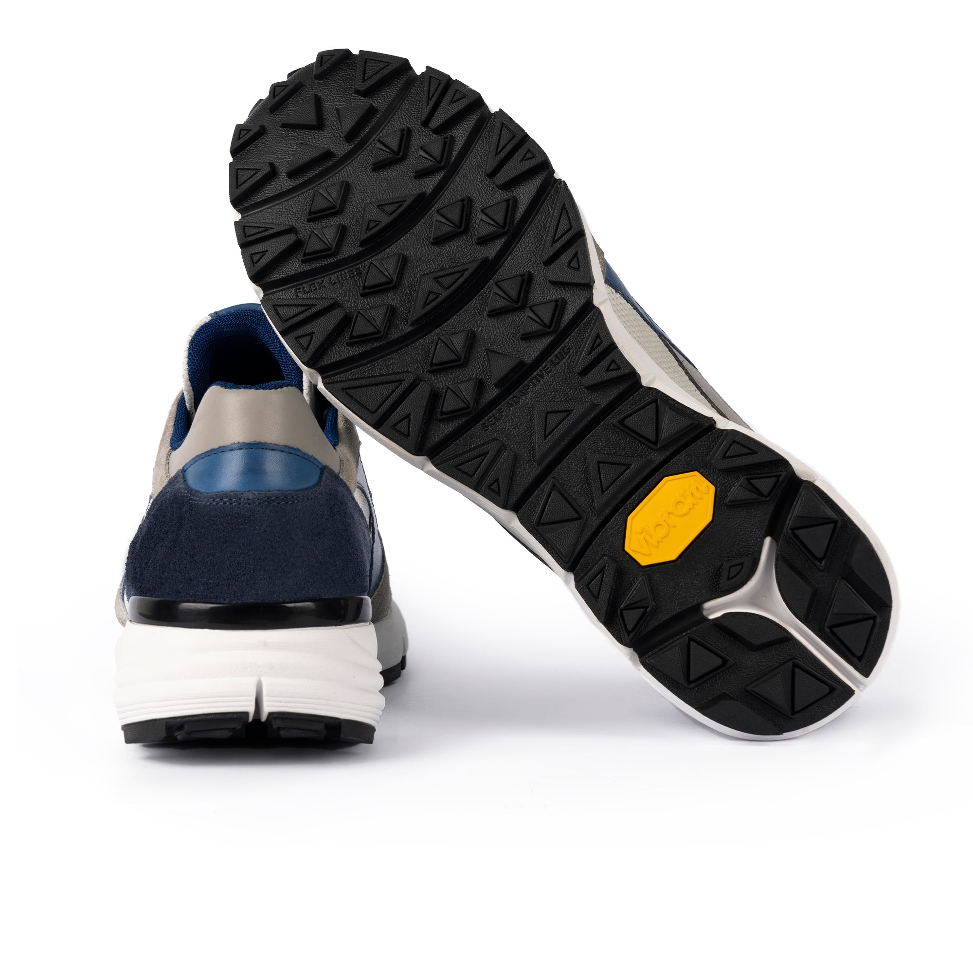 Scarpa Sneakers Pelle/Camoscio Uomo Grigio/Bianco/Blu
