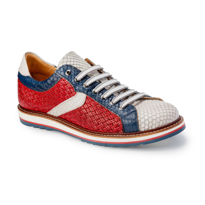 Scarpa Sneakers Pelle Uomo Rosso/Bianco/Blu