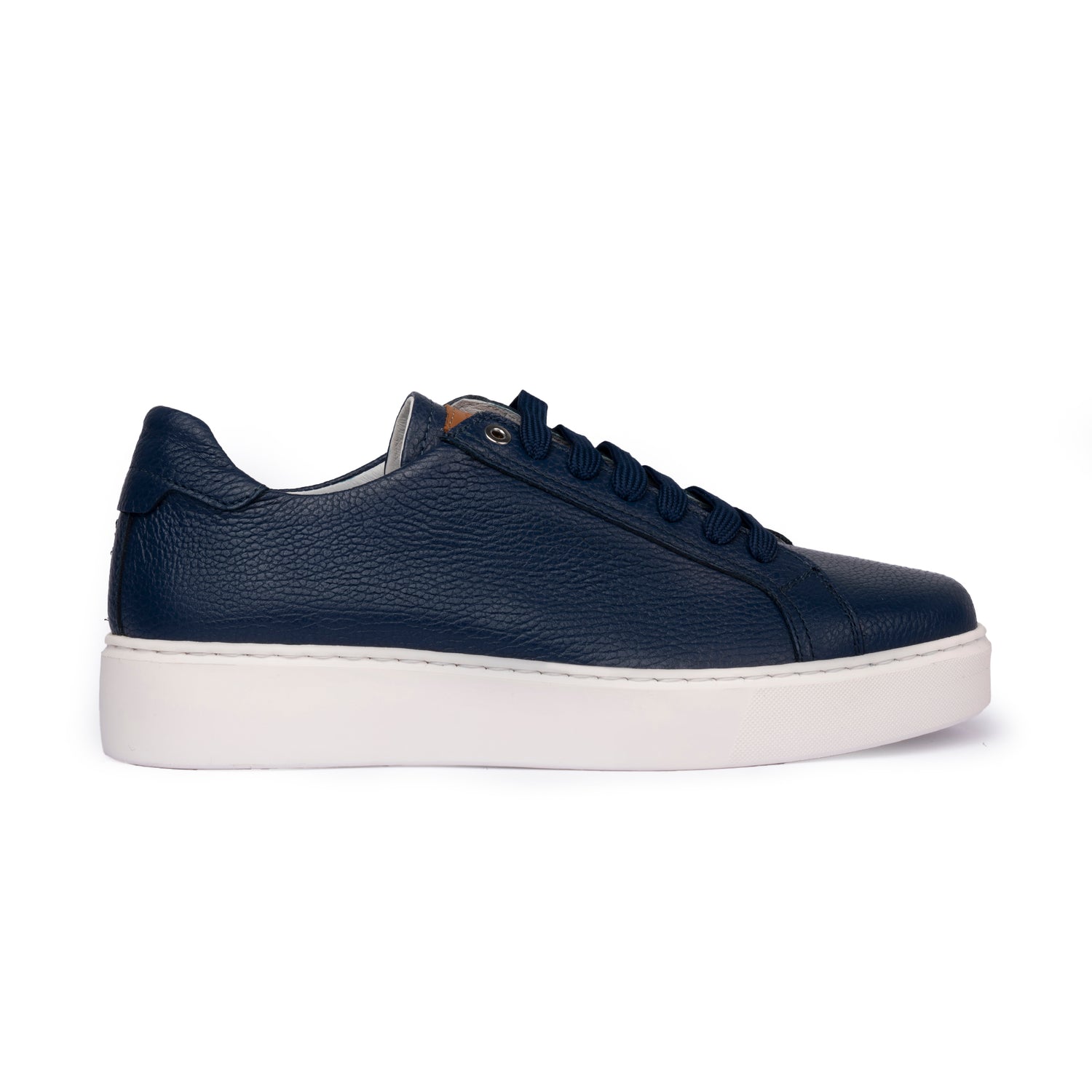 Sneakers Uomo Pelle Martellata Blu Intenso