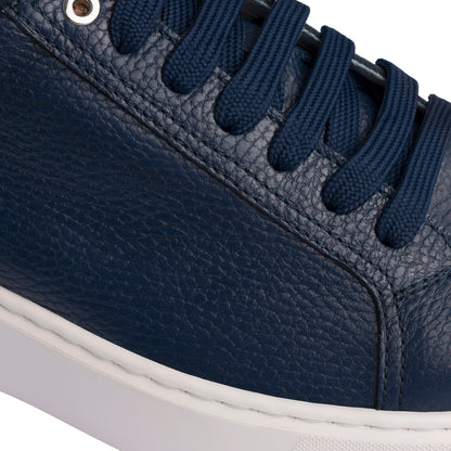 Sneakers Uomo Pelle Martellata Blu Intenso