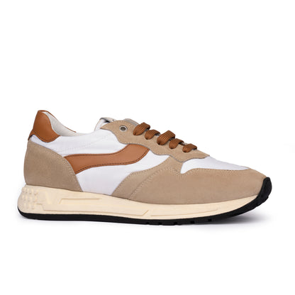 Sneakers Uomo Camoscio e Tessuto Beige