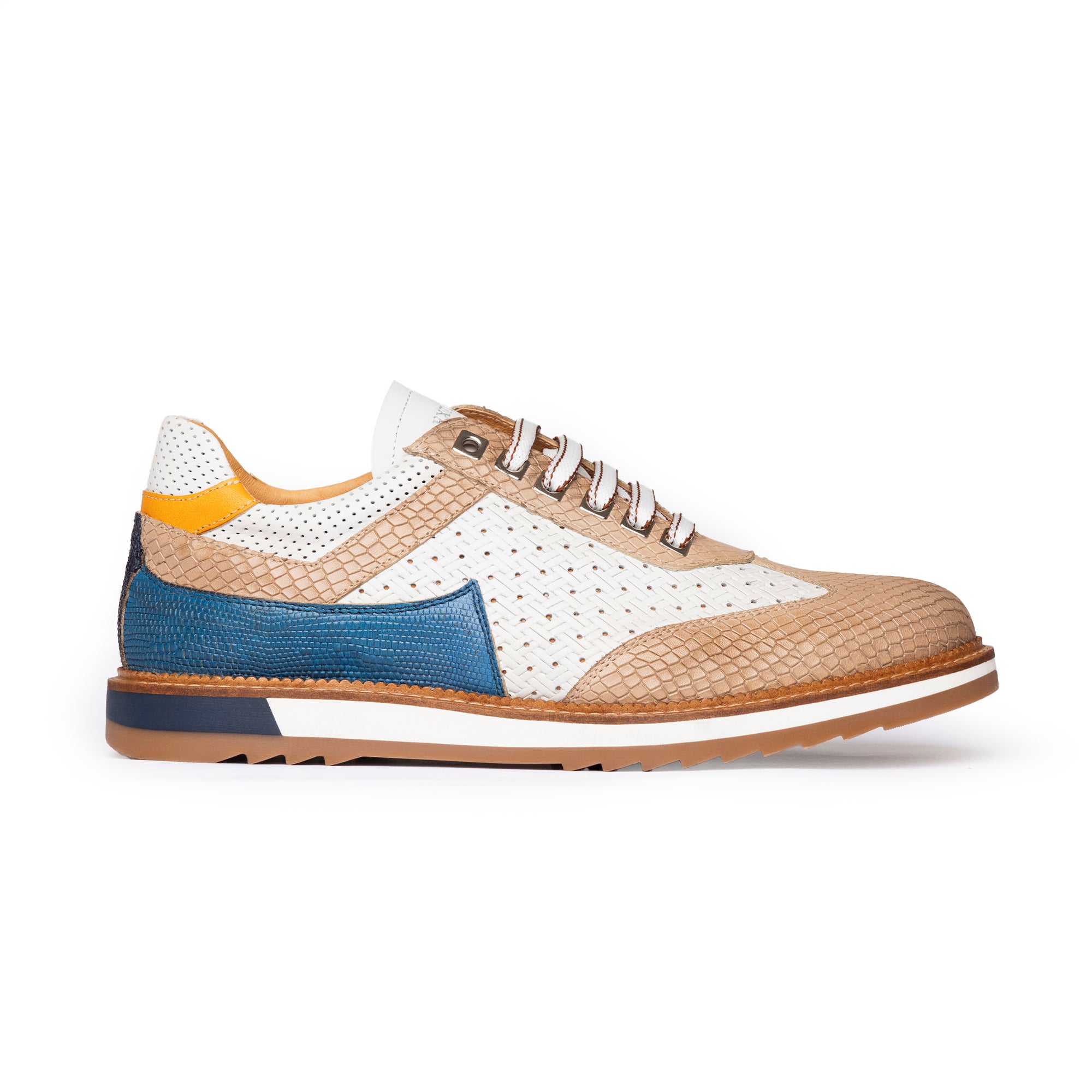 Sneakers Uomo Pelle Di Vitello Beige/Bianco